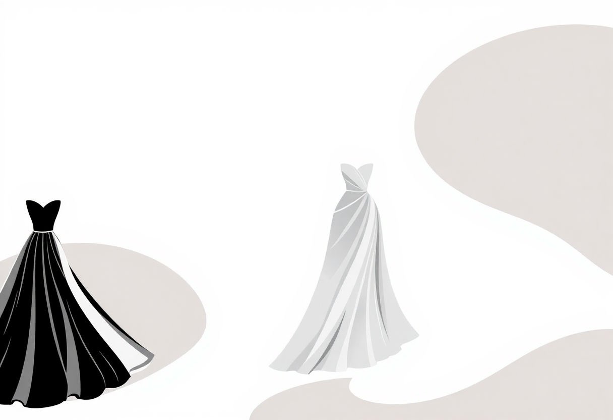 Contrast of black and white dresses