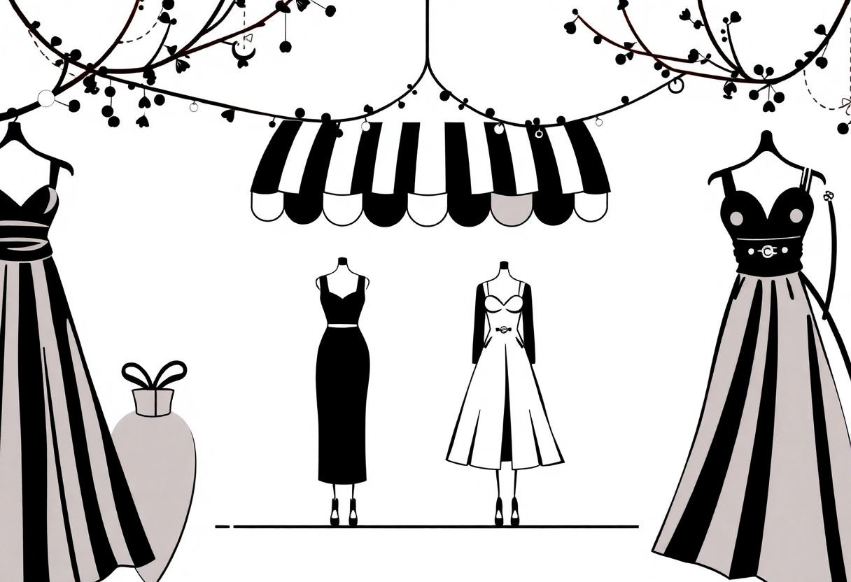 Online shopping for black and white dresses