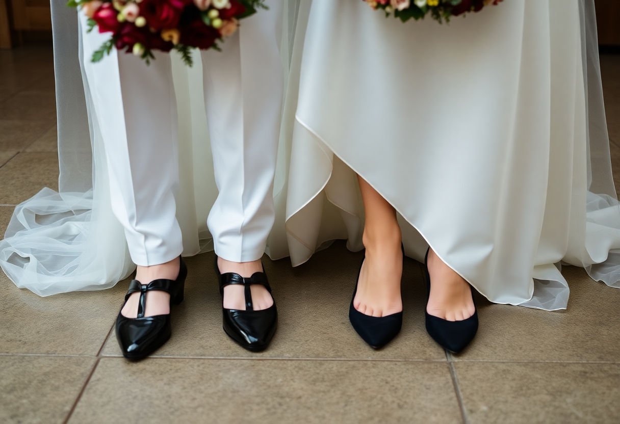 Real brides wearing black shoes