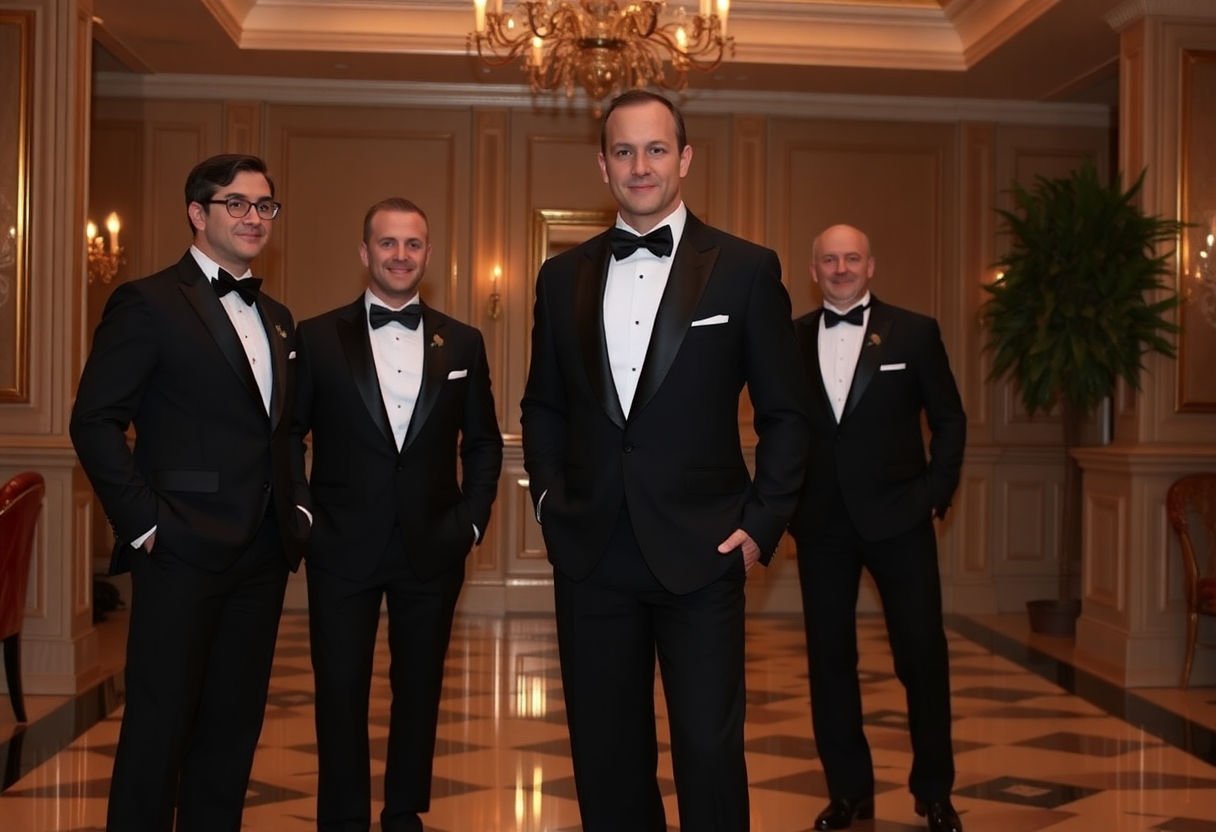 Formal black tie evening wear