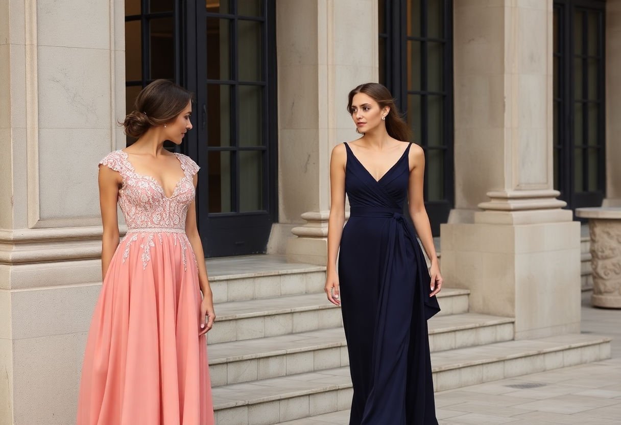 Women selecting elegant dresses