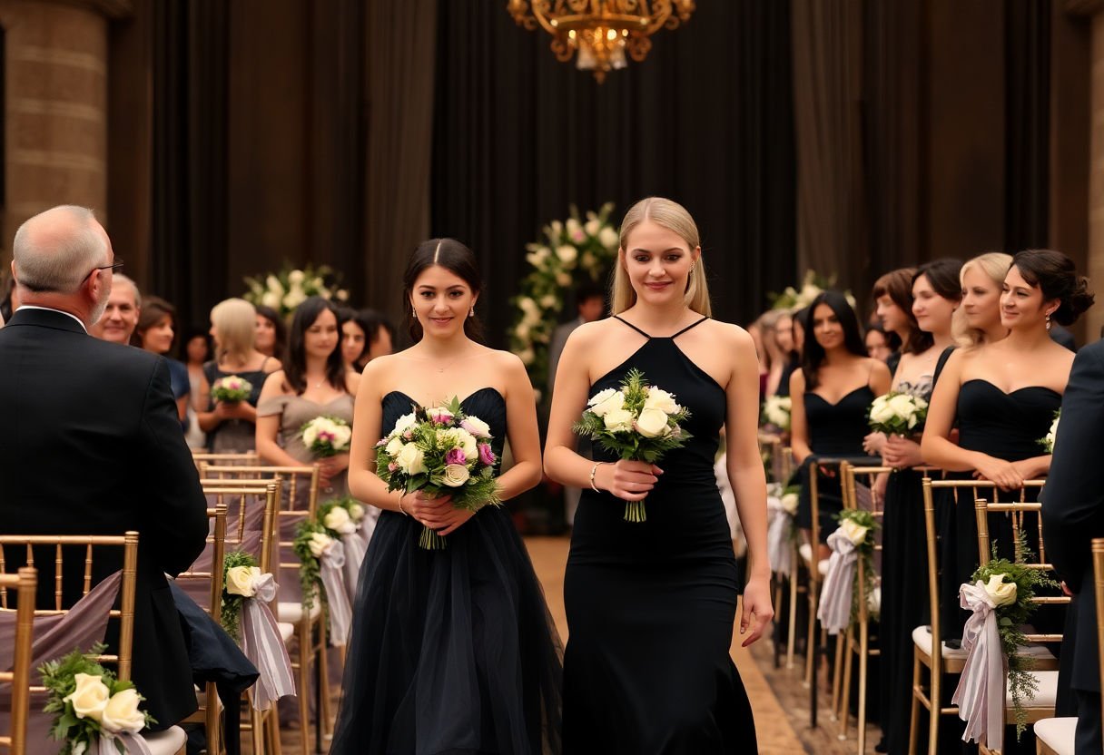 Black dress trend at a wedding ceremony