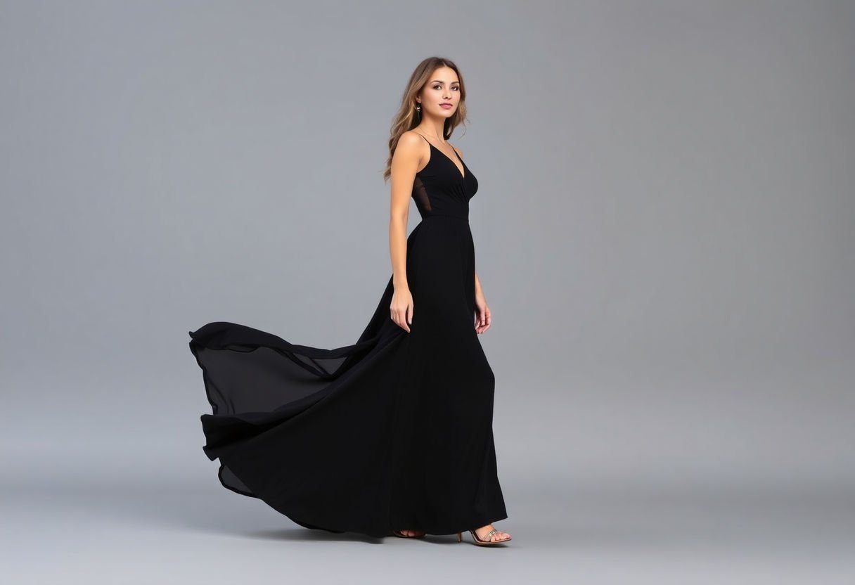 Black maxi dress suitable for both day and night events