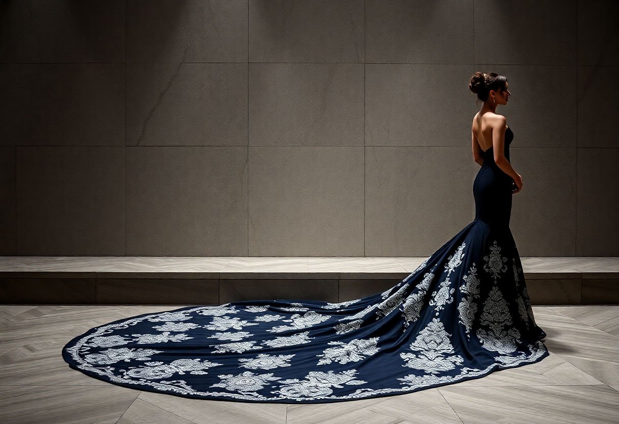Mermaid silhouette black wedding dress.