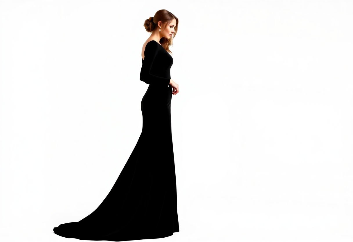 Elegant Long Sleeve Black Tie Wedding Guest Attire