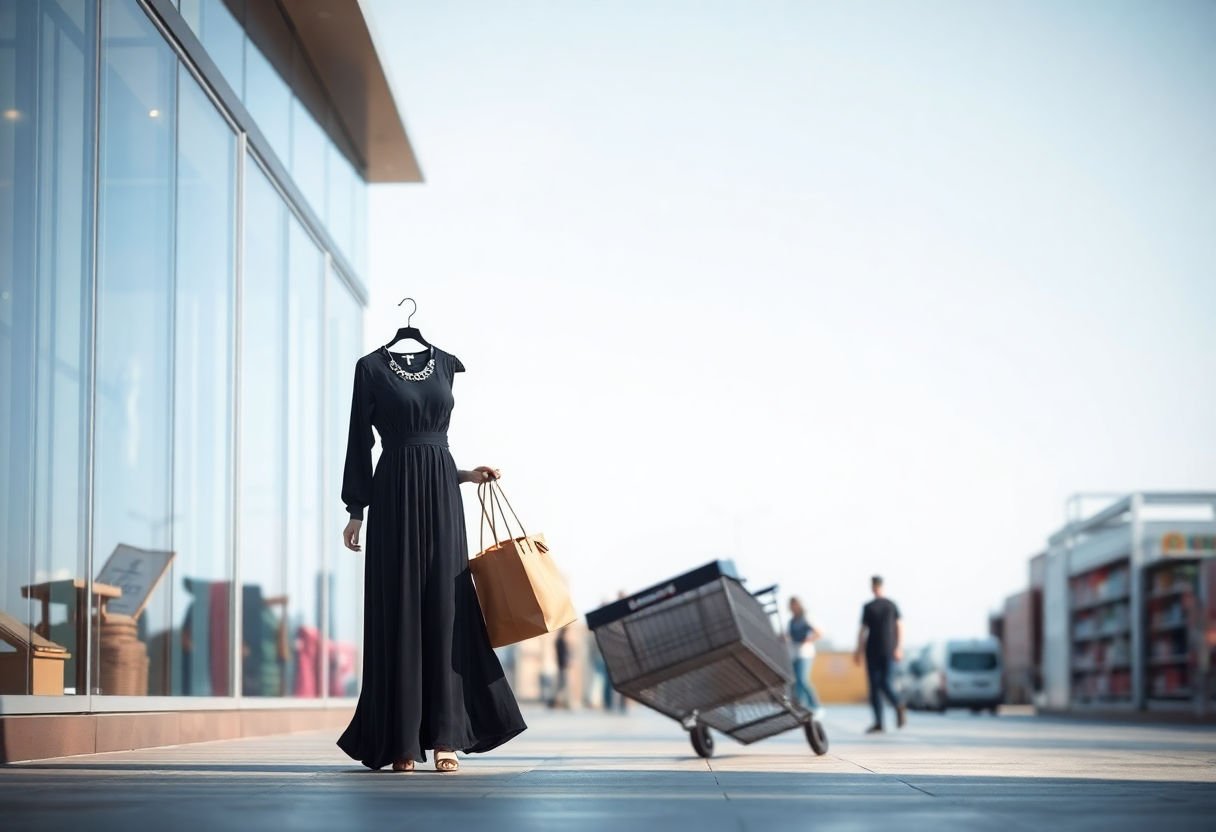 Shopping for a long black dress.