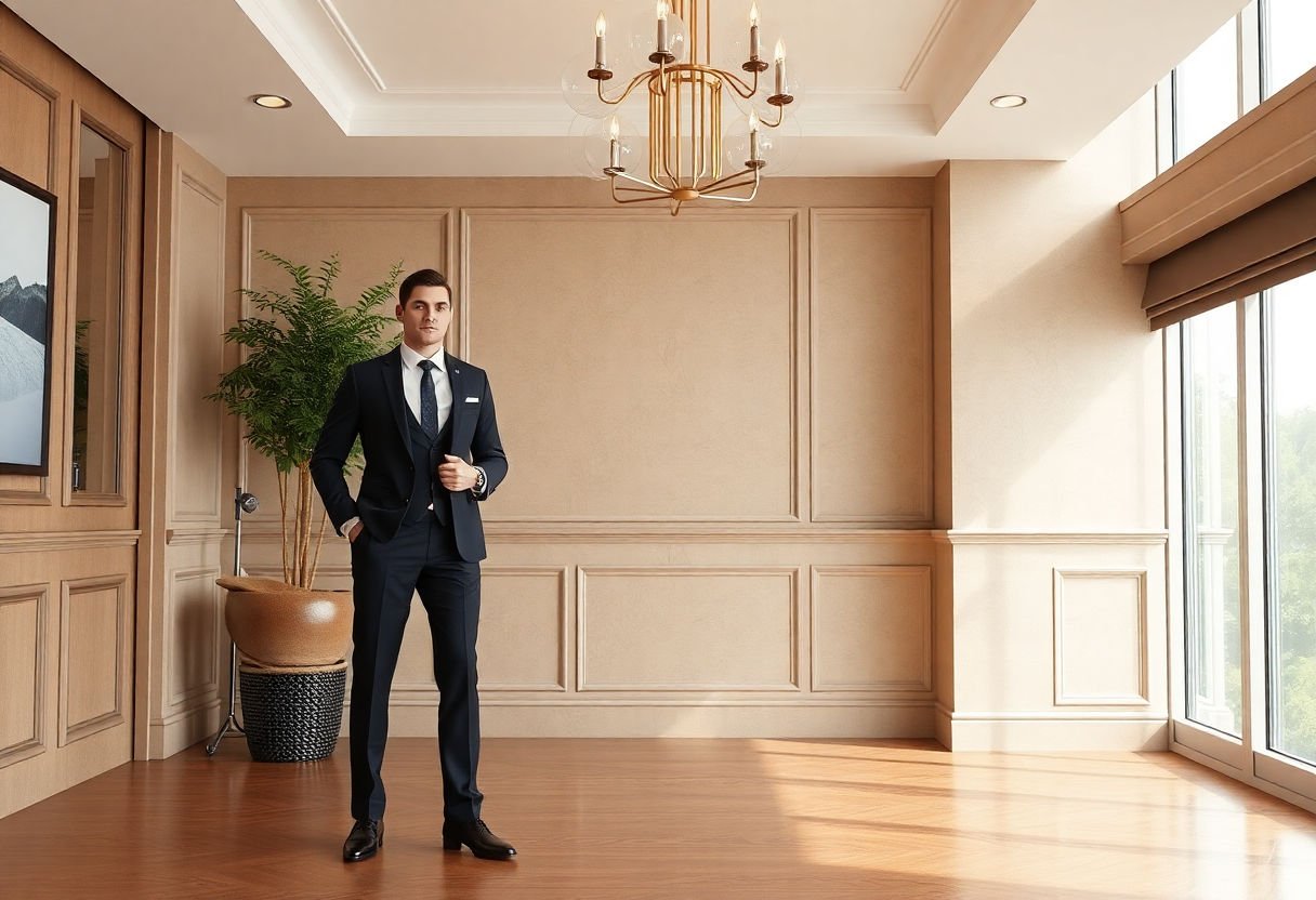 Semi-formal setting with a stylish dress.