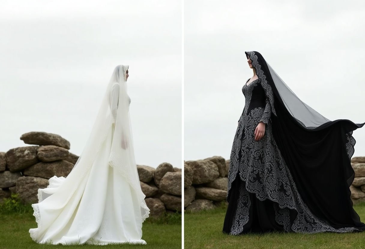 Traditional vs. gothic wedding dresses