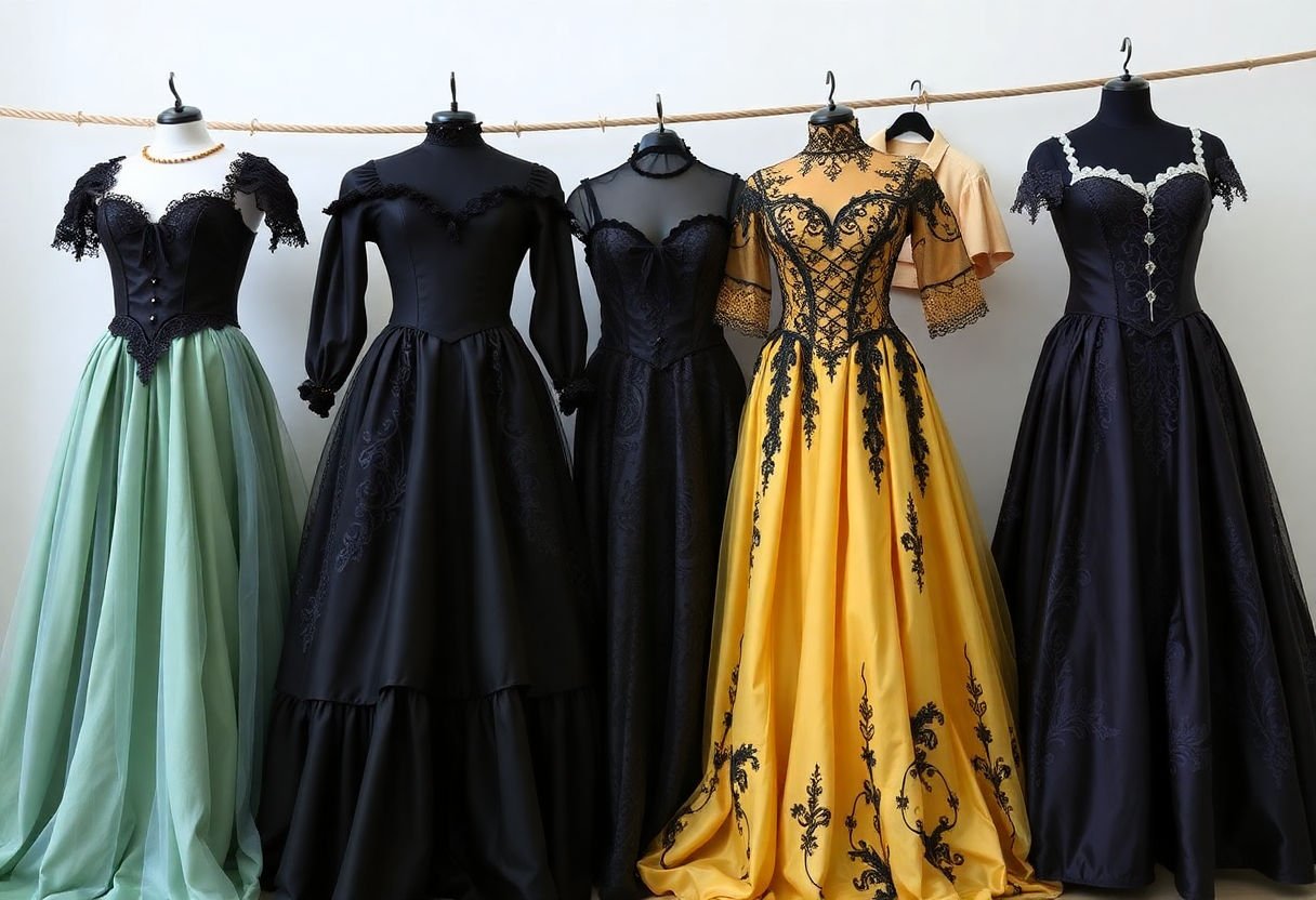Fabrics used in gothic dresses